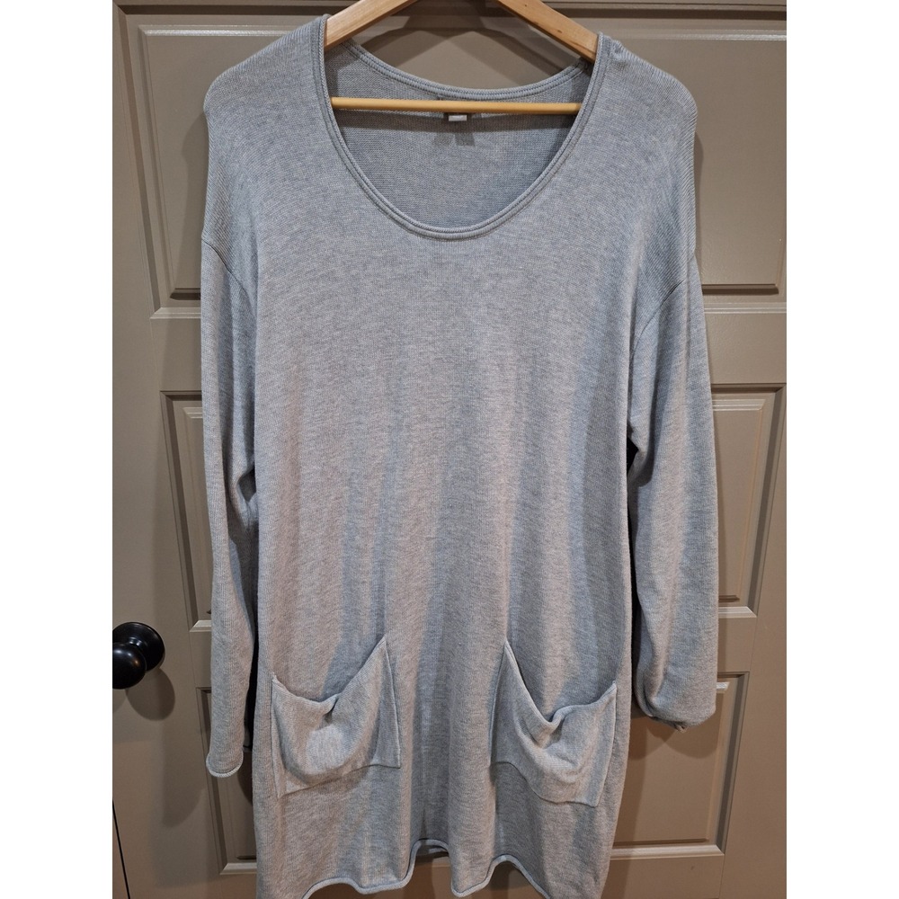 J Jill Petite Gray Long Sleeve Tunic Sweater Dress with Pockets Size L